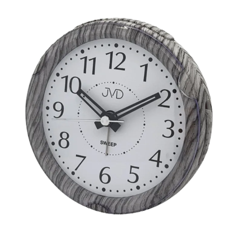 JVD Analogový netikající tichý budík JVD SRP876.7 v imitaci dřeva