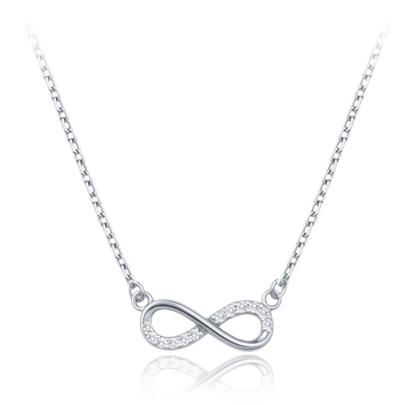 MINET Elegantní zlatý náhrdelník z bílého zlata nekonečno s bílými zirkony Au 585/1000 1,85g JMG0266WSN42