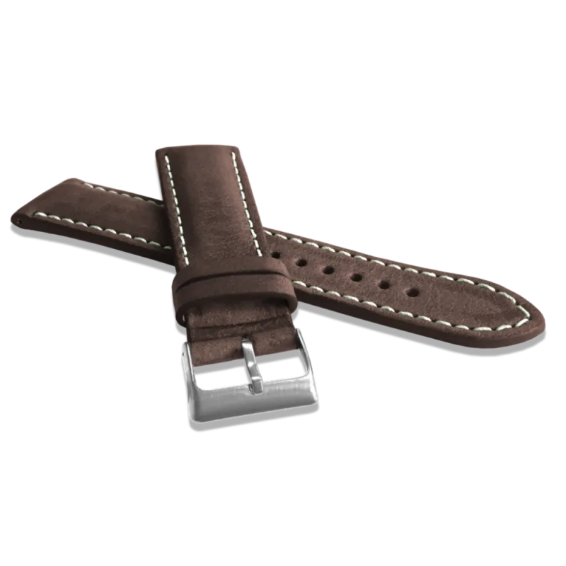 LAVVU Přírodně barvený tmavě hnědý řemínek NATURE z kůže Top Grain - 22 LSRUC22