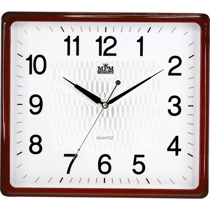 MPM Hranaté hodiny v imitaci dřeva (hnědé) E01.2929