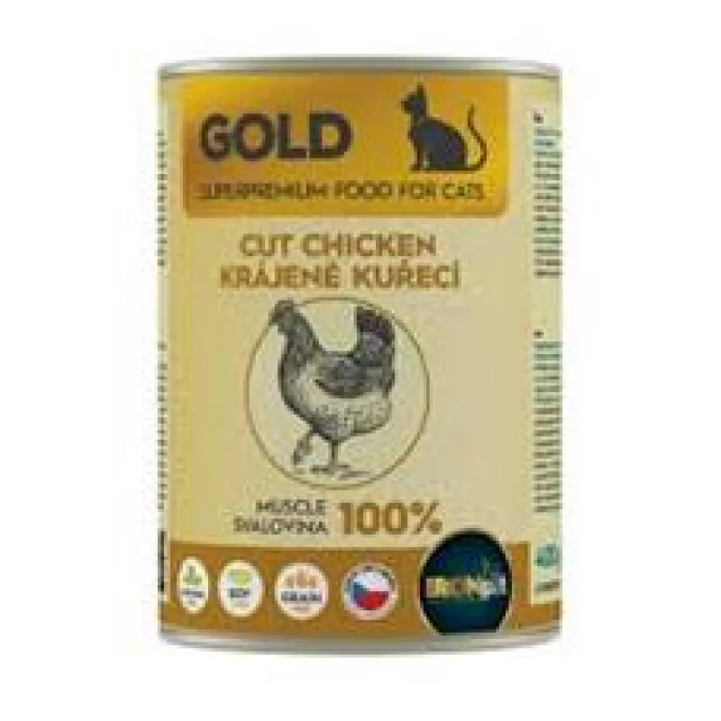 IRONpet Gold Cat Kuřecí krájená svalovina, konzerva 400g