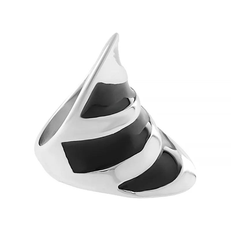 MPM Dámský ocelový nerezový prsten 5174 (velikost 55) - stříbrnočerné barvy