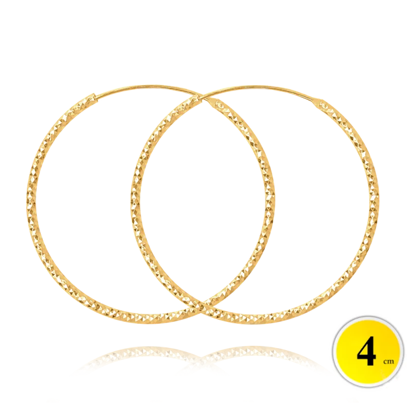 MINET Pozlacené broušené stříbrné náušnice KRUHY 4 cm