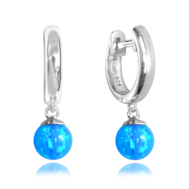 MINET Stříbrné náušnice se světle modrými opálky JMAS0155AE00