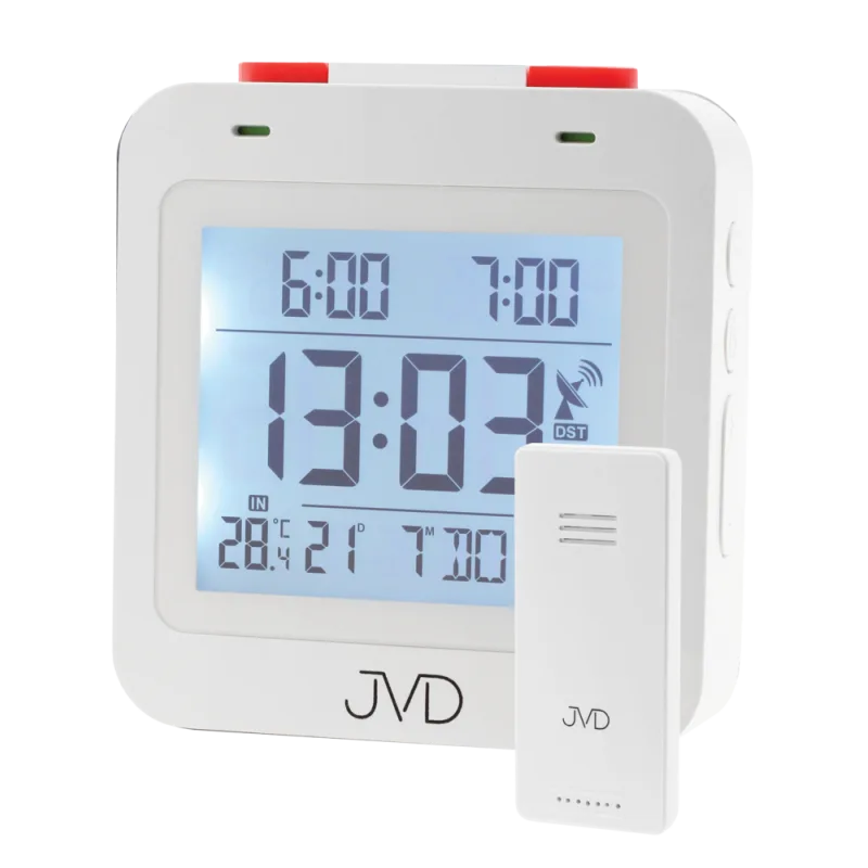 JVD Bílý digitální rádiem řízený budík JVD RB3552.1