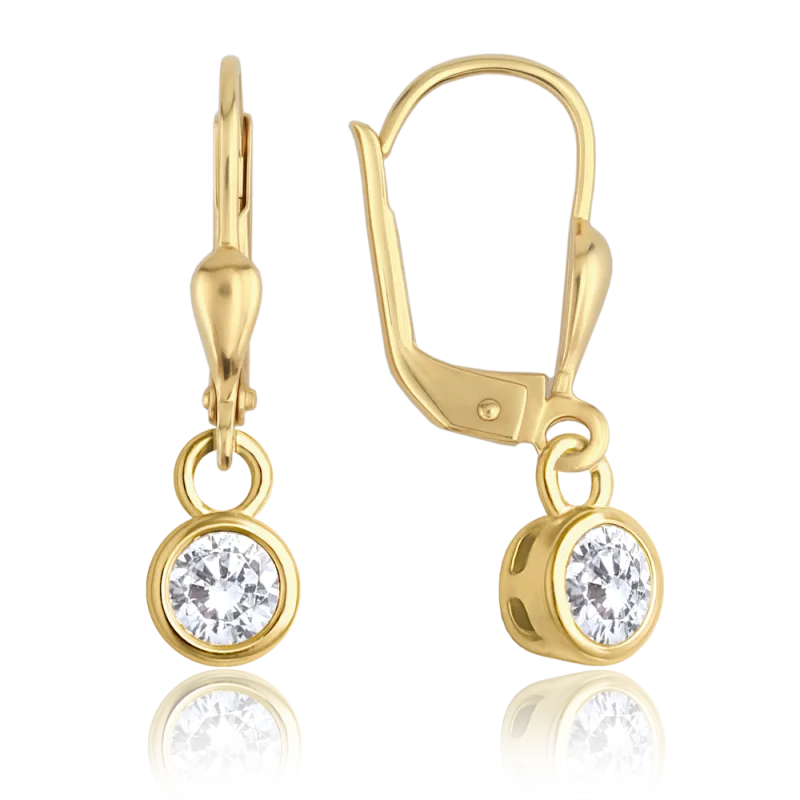 MINET Elegantní zlaté náušnice s bílými zirkony Au 585/1000 1,85g JMG0311WGE00