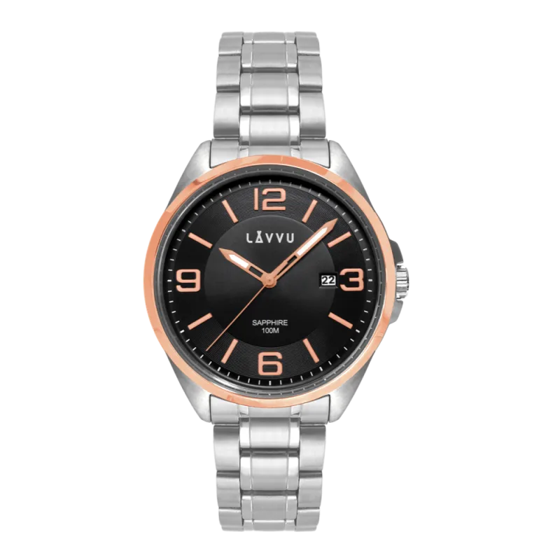 LAVVU Pánské hodinky se safírovým sklem HERNING Rose Gold LWM0096