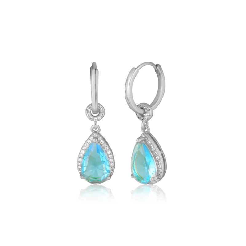 JVD Dámské stříbrné visací náušnice se zirkony a blue topazy SVLE0851SH2M200