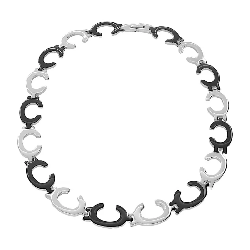 MPM Dámský ocelový nerezový náhrdelník 7283 - stříbrnočerné barvy SNE.7285.. 45cm