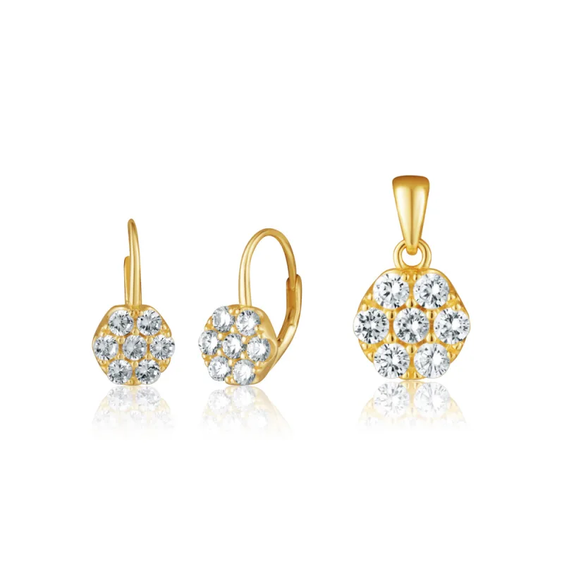 JVD Dámská pozlacená pozlacená stříbrná souprava se zirkony set SVLS0141SH2GO00