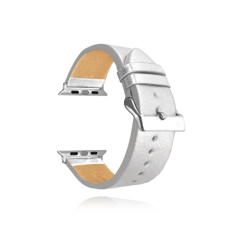 LAVVU Stříbrný kožený řemínek MINET Top Grain pro APPLE WATCH 42-44 mm MSXAZS2