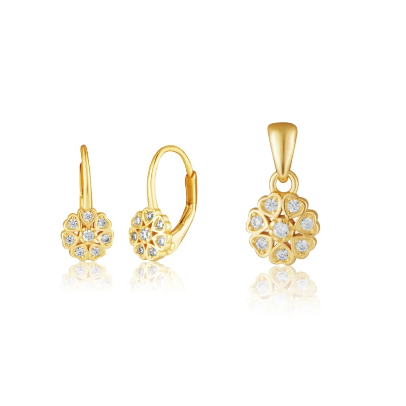 JVD Dámská pozlacená stříbrná souprava se zirkony set SVLS0146SH2GO00