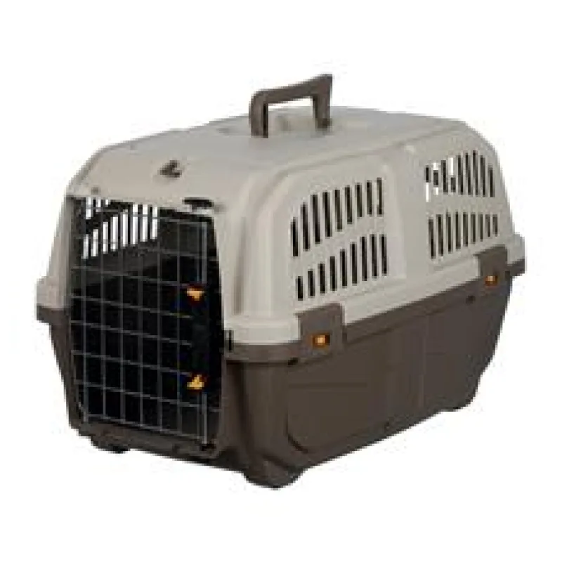 Transportní přepravka SKUDO 2, XS-S, 35x36x55 cm, tmavě šedá/písková (max. 18kg) XS-S / max. 18kg