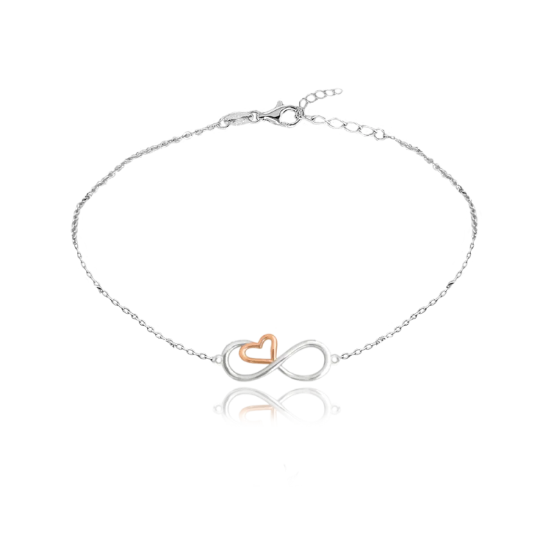 MINET Rose gold stříbrný řetízek na kotník FOREVER LOVE