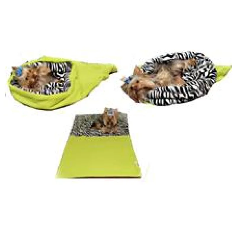 Marysa pelíšek 3v1 pro psy, světle zelený/zebra, velikost XL