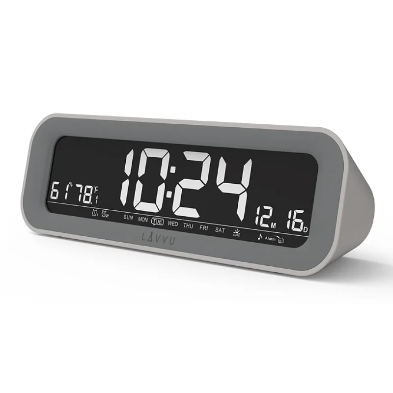 Šedý digitální budík LAVVU SMART do sítě s rádiem LAD4011