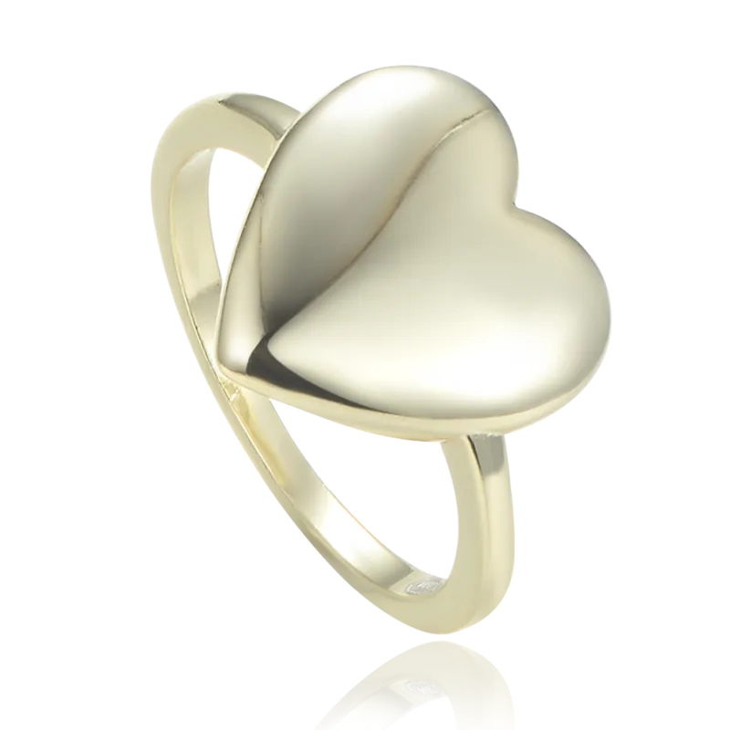 MINET Elegantní pozlacený stříbrný prsten se srdcem vel. 57 JMAS0281GR57