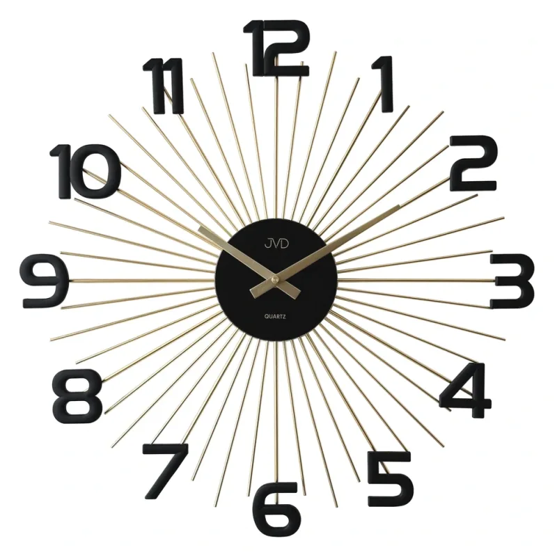 JVD Designové kovové černé paprskovité hodiny JVD HT121.1