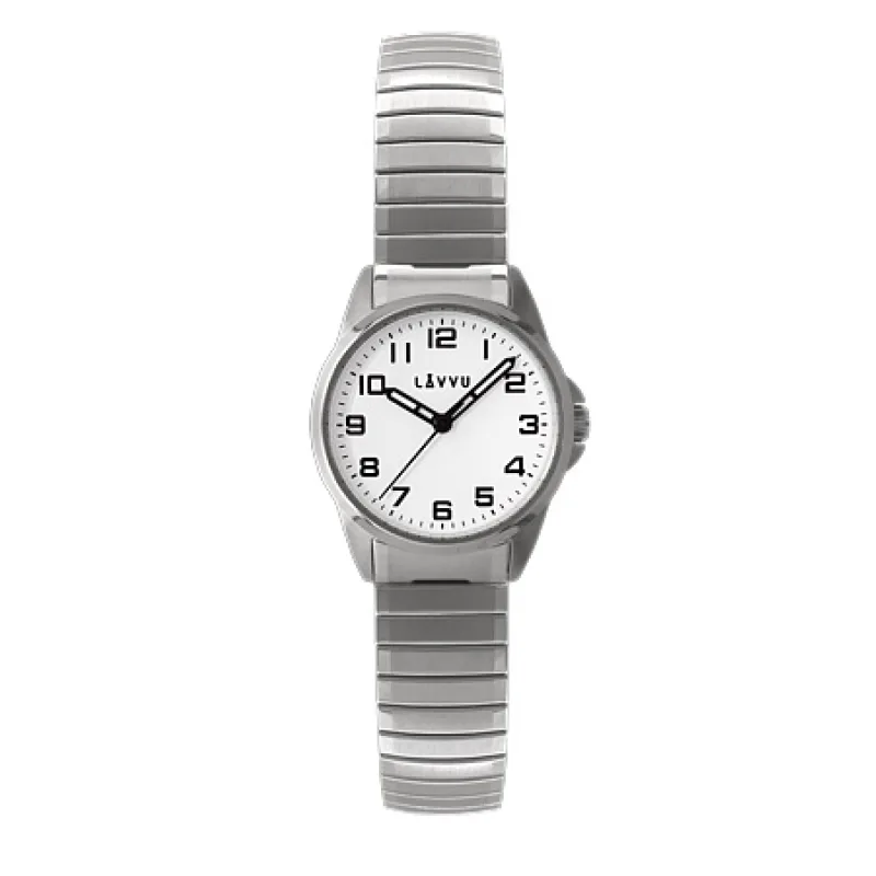Pružné přehledné dámské hodinky LAVVU STOCKHOLM Small White LWL5010