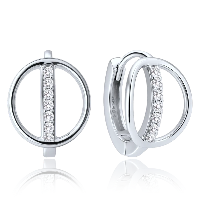 MINET Elegantní zlaté náušnice z bílého zlata s bílými zirkony Au 585/1000 1,80g JMG0352WSE00