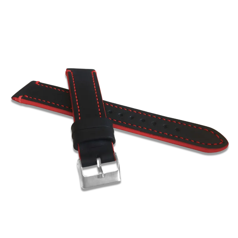 Červeně prošitý řemínek LAVVU TAILOR z luxusní kůže Top Grain - LSPBR18