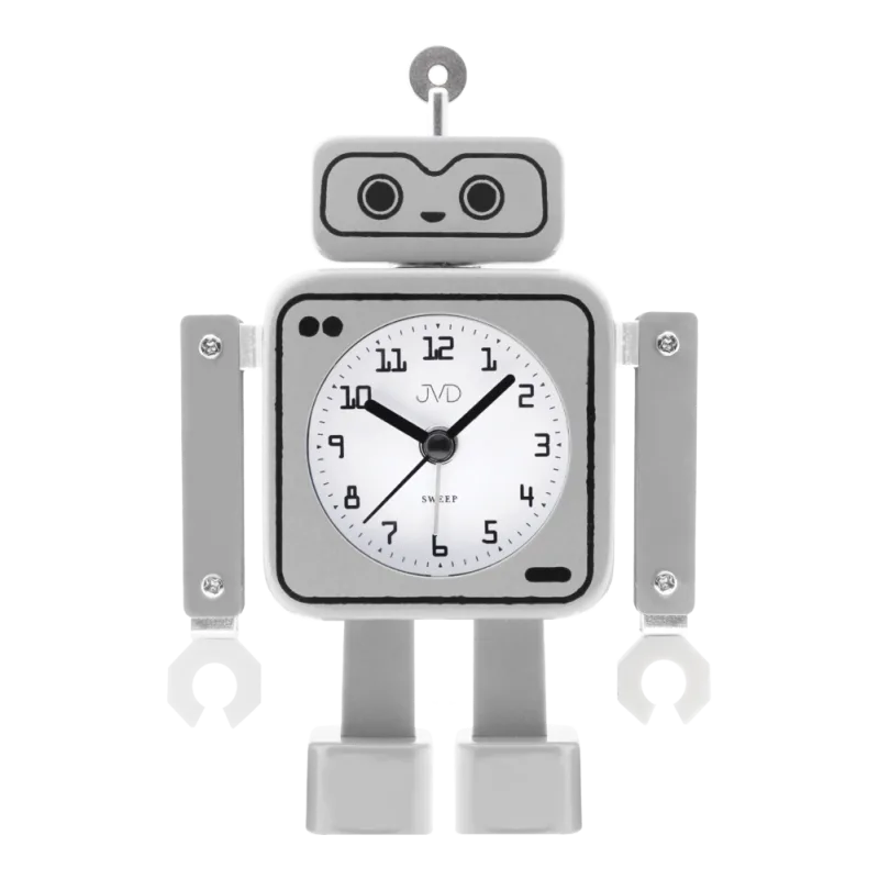 Tichý šedý netikající dětský budík JVD ROBOT SRP2305.2