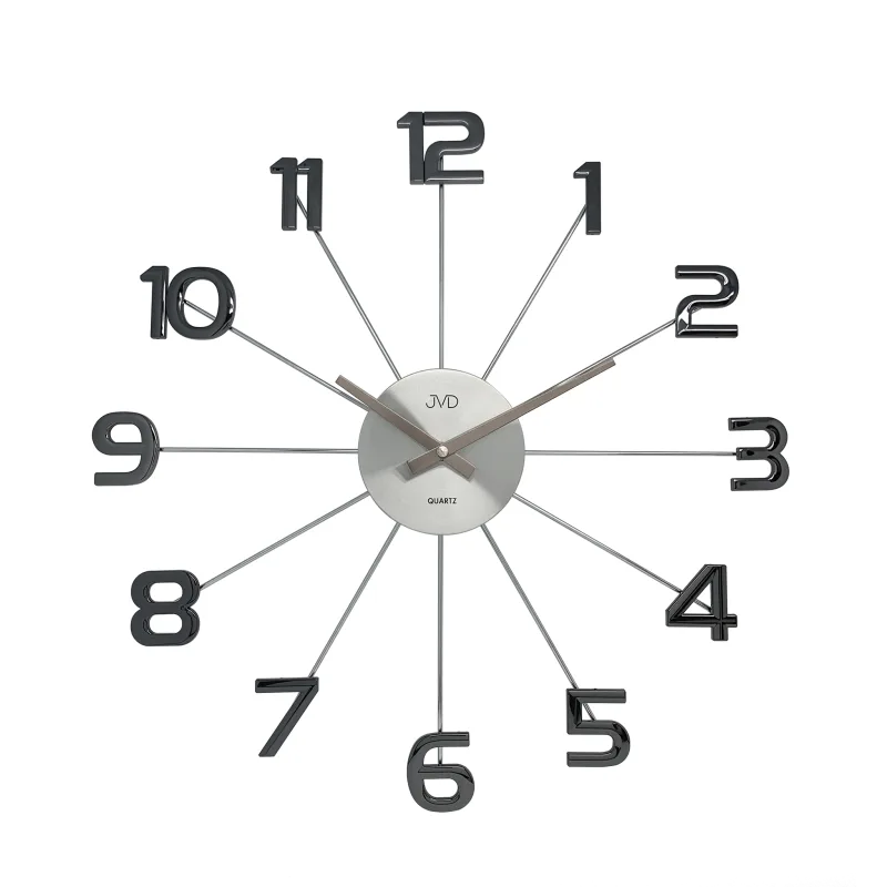 Antracitové černé paprskovité kovové hodiny JVD HT072.4 s číslicemi