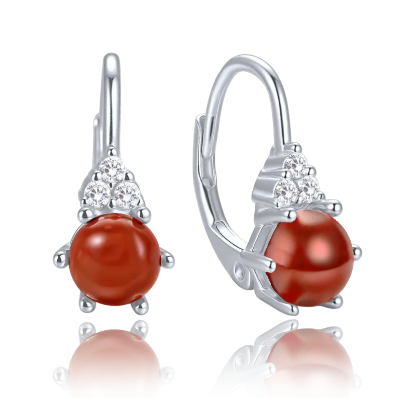 MINET Elegantní stříbrné náušnice s jaspisem a zirkony