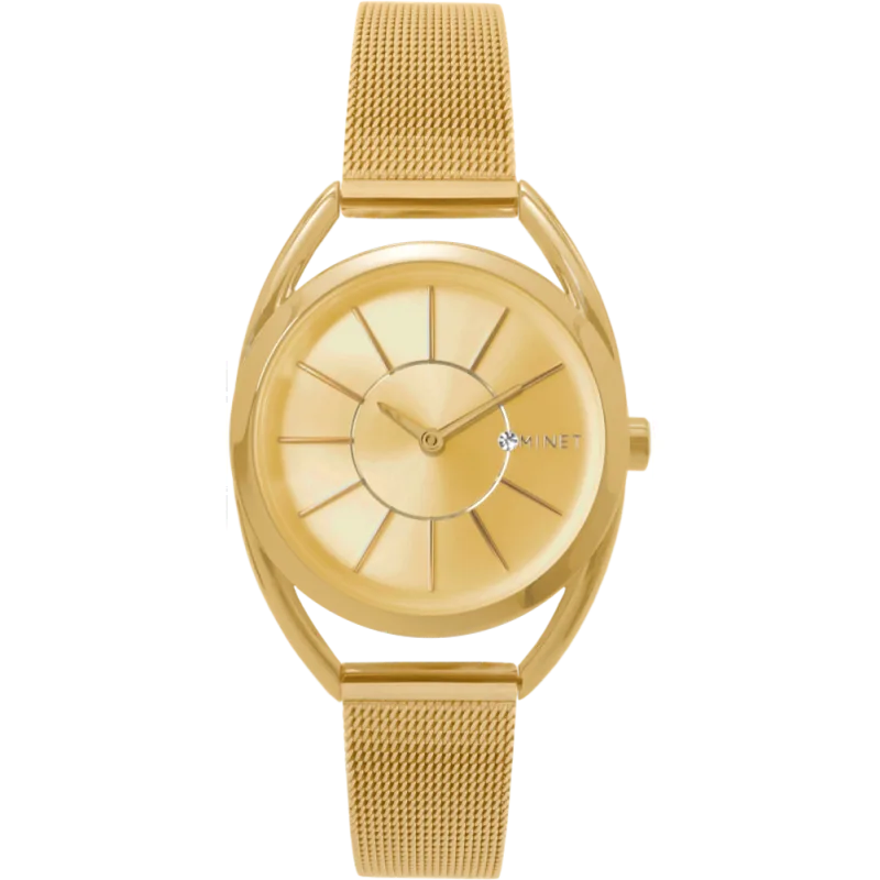MINET Zlaté dámské hodinky ICON ALL GOLD MESH MWL5014