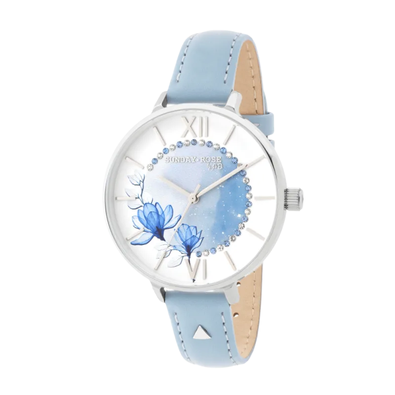 SUNDAY ROSE Dámské luxusní designové hodinky SUNDAY ROSE Raindrops Leather SUN-E12