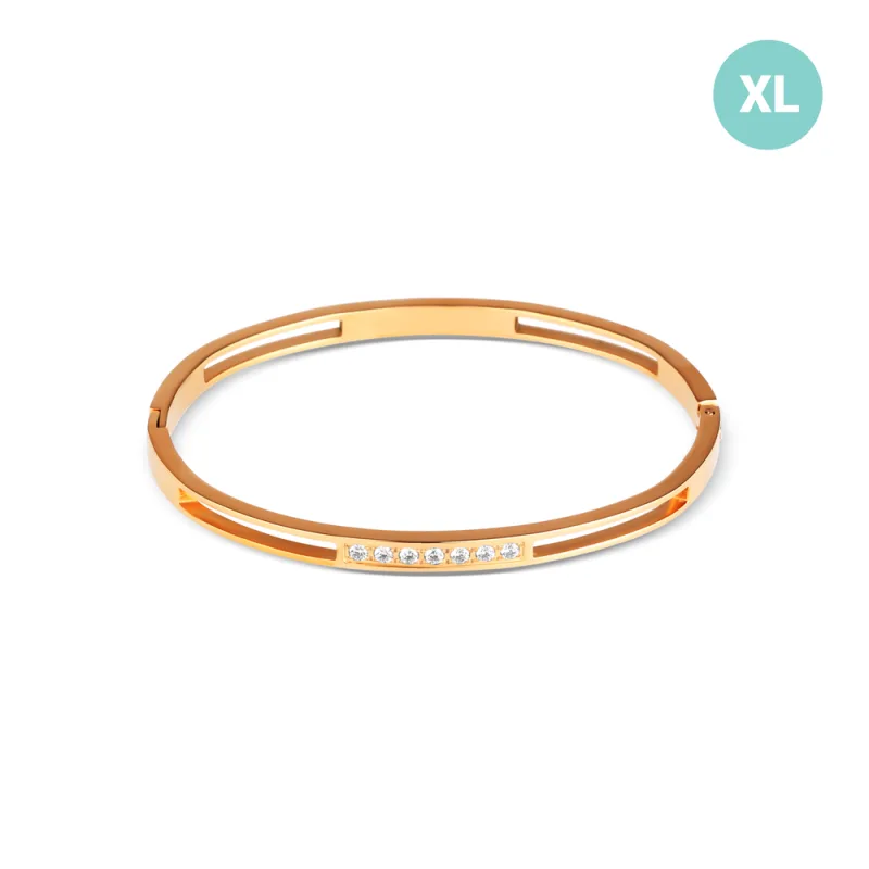 JVD Dámský ocelový rose gold pevný náramek se zirkony SSSB0097XI8ROXL