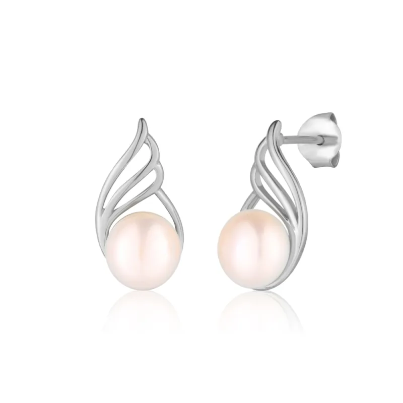 JVD Dámské stříbrné peckové náušnice na puzetku s perlami SVLE0818SD2P100