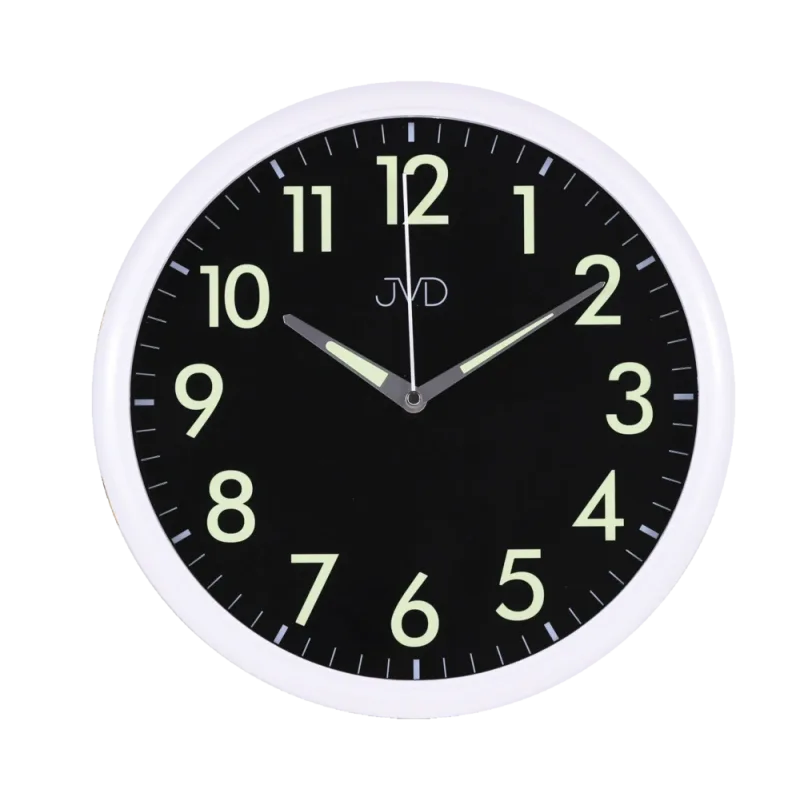 JVD Bílé netikající tiché hodiny s luminiscenčními prvky JVD HP301.1