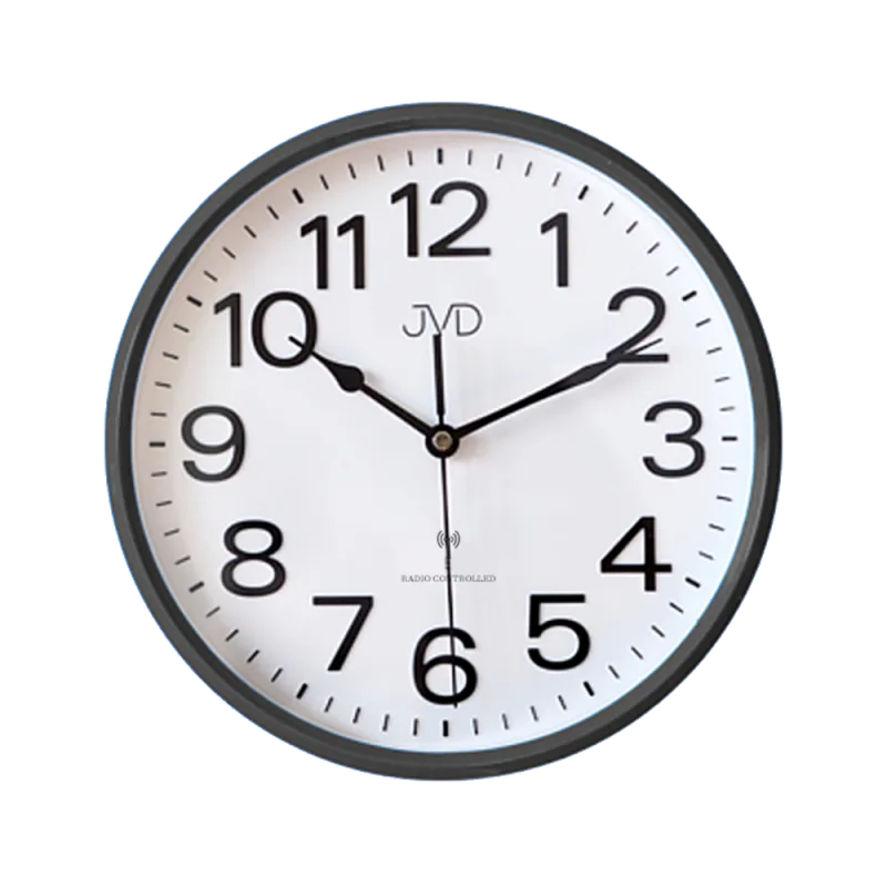 JVD Rádiem řízené přehledné přesné černé hodiny JVD RH683.3