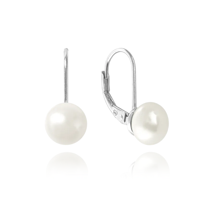 MINET Stříbrné náušnice s bílou perlou JMAS7030SE00