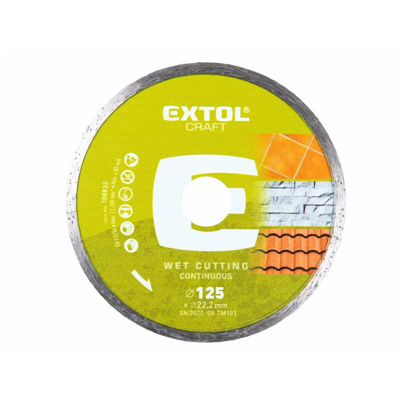 Diamantový rezný kotúč plný, 125mm, EXTOL CRAFT