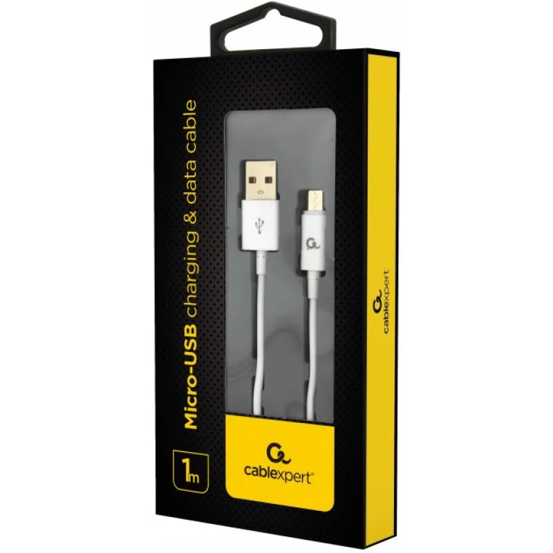 Kábel CABLEXPERT USB 2.0 AM na MicroUSB kábel (AM/BM), 1m, biely CC-USB2P…