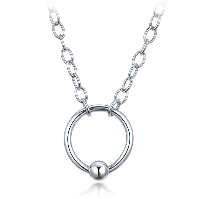 MINET Elegantní stříbrný náhrdelník kroužek