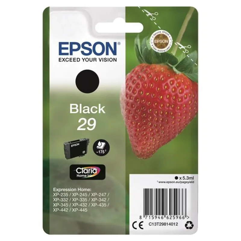 Čierny atrament EPSON v jednom balení "Strawberry" Black 29 Claria Home…
