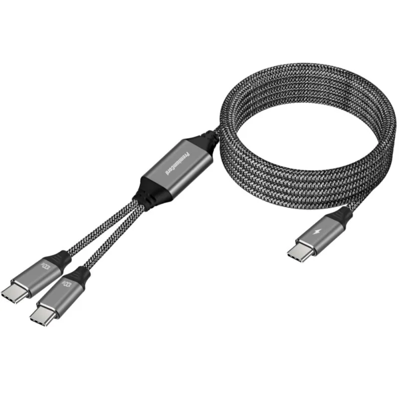 PREMIUMCORD Nabíjecí kabel USB-C, 2xUSB-C na USB-C, 100W, 1m, černá…