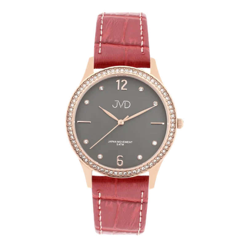 JVD Dámské ocelové červené rose gold hodinky JVD J4175.2