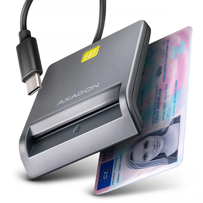 AXAGON CRE-SM3TC, USB-C FlatReader čítačka kontaktných kariet Smart card …