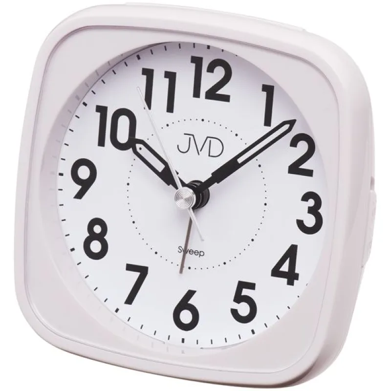 Bílý moderní analogový budík JVD sweep SRP838.5