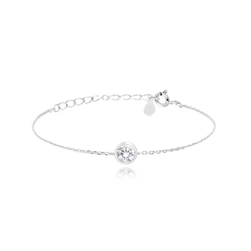 MINET Decentní stříbrný náramek s bílým zirkonem