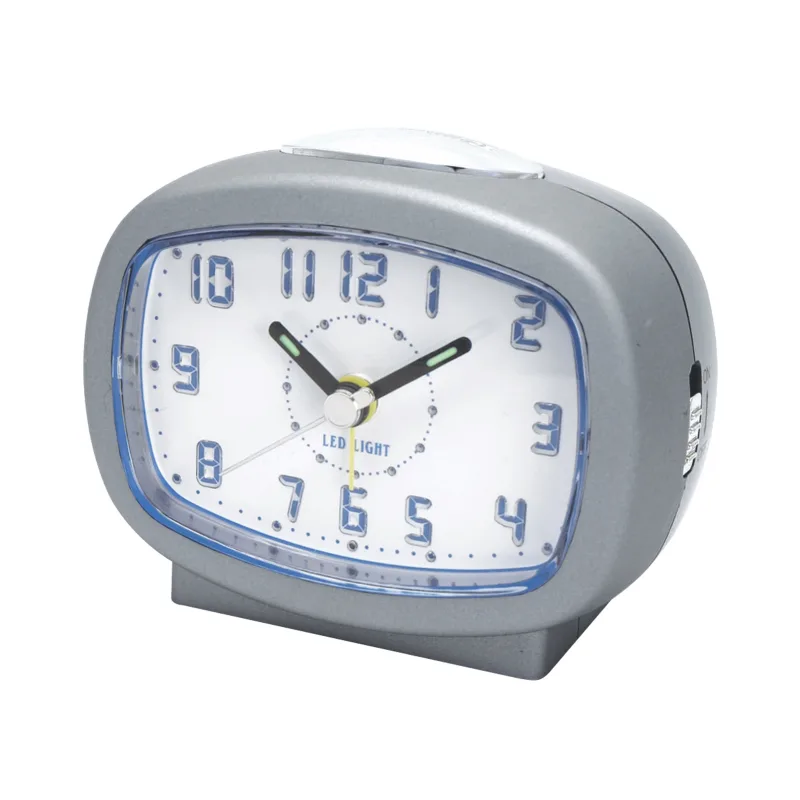 Analogový netikající tichý budík JVD SRP540.3 s modrým LED podsvícením