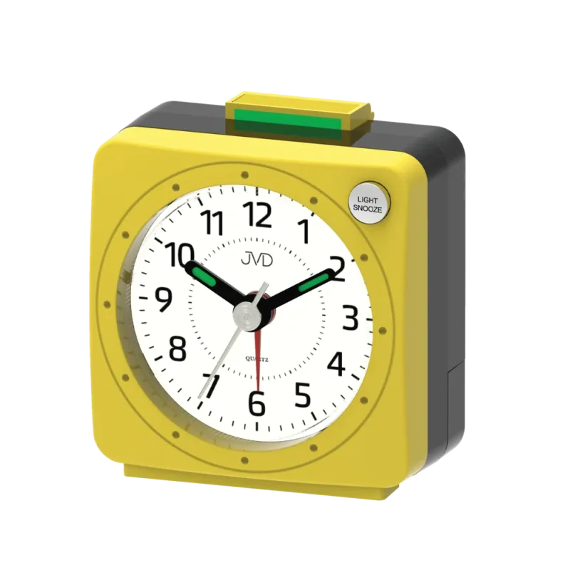 JVD Žlutý nejlevnější baterkový budík JVD SR220.12 s osvětlením