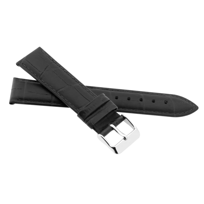 JVD Kožený unisex černý řemínek na hodinky R41701/16