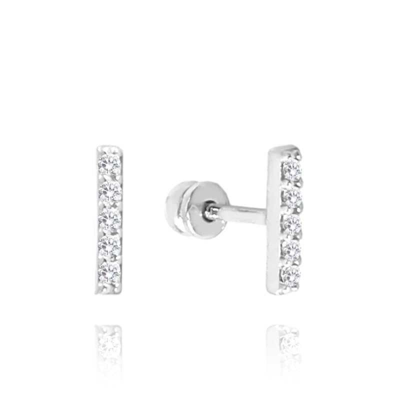 MINET Náušnice z bílého zlata s bílými zirkony Au 585/1000 1,05g JMG0119WSE00