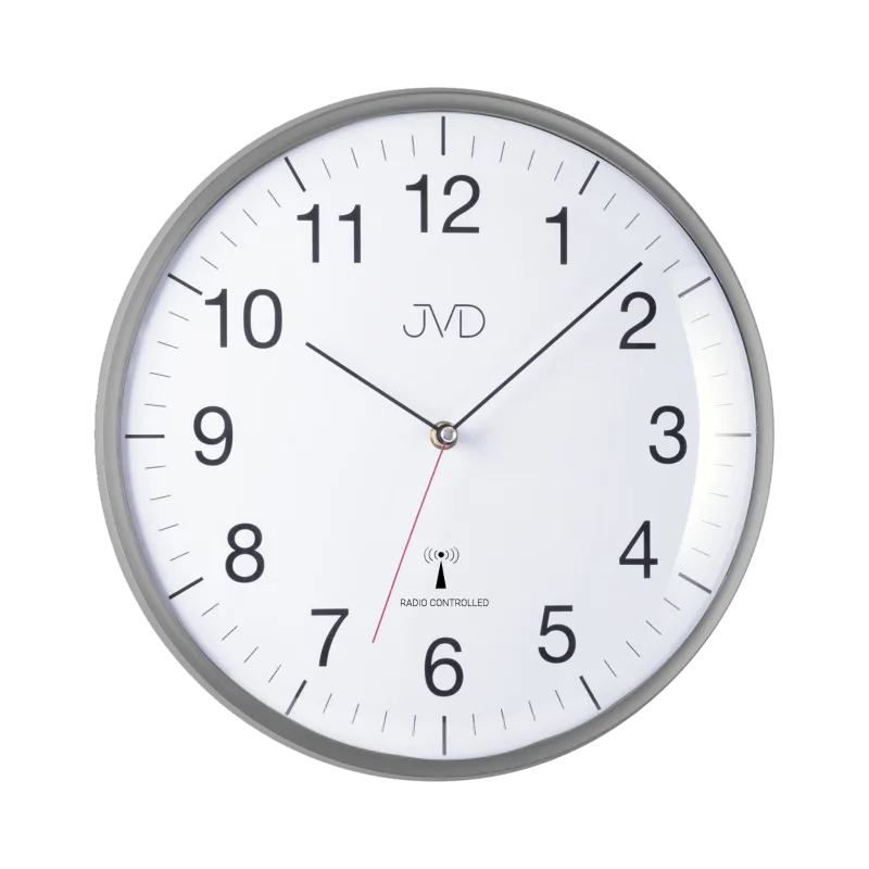 Šedé přesné rádiem řízené nástěnné hodiny JVD RH16.2