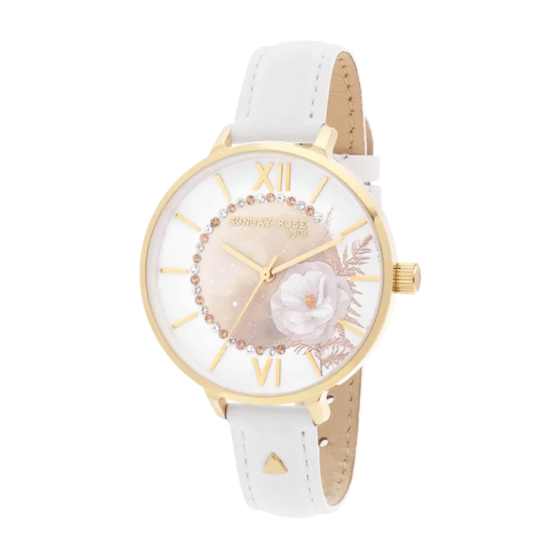 SUNDAY ROSE Dámské luxusní designové hodinky SUNDAY ROSE Sunlight Leather SUN-E08